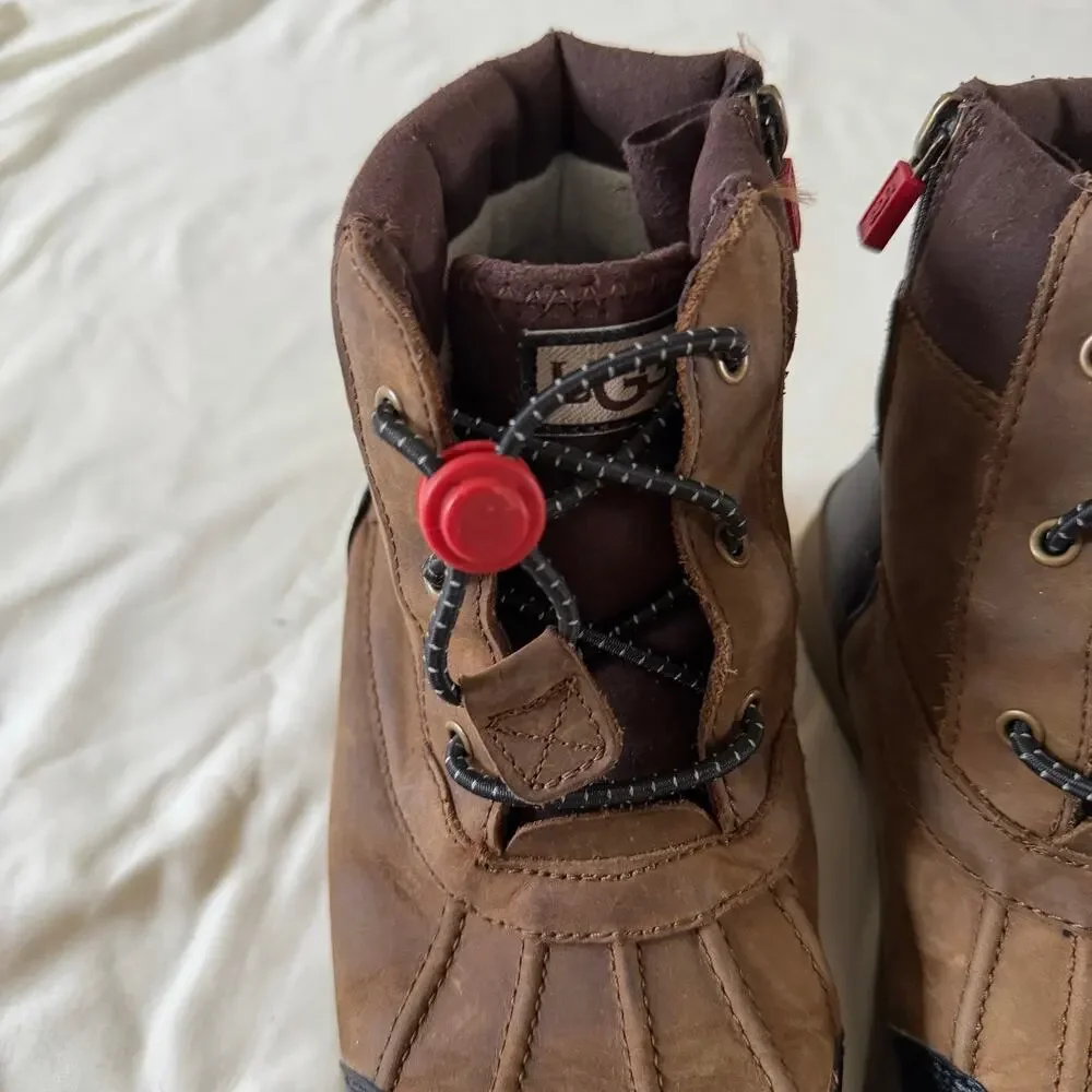 UGG Kids Turlock Weather Boot Waterproof Leather Fleece Lined Boys Sz 4